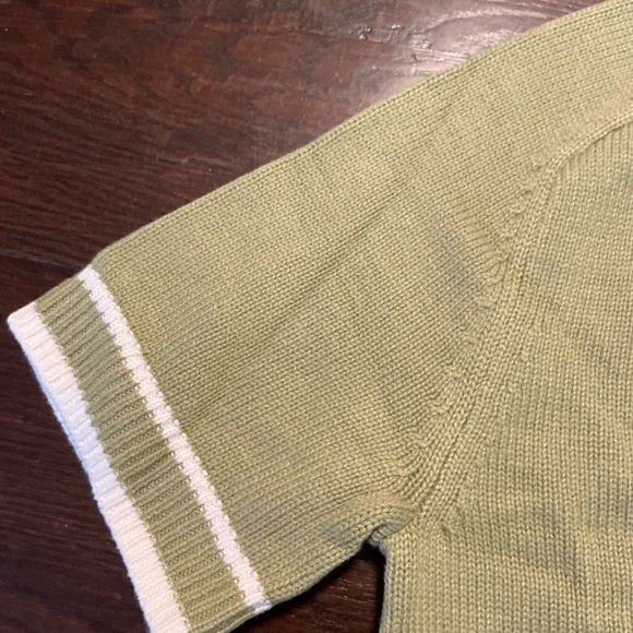 Abercrombie & Fitch Women's Olive Sweater with White Trim - Picture 3 of 10